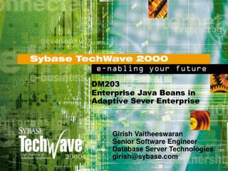 DM203 Enterprise Java Beans in Adaptive Sever Enterprise