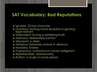 SAT Vocabulary: Bad Reputations