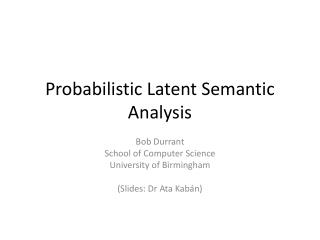 Probabilistic Latent Semantic Analysis