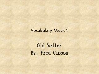 Vocabulary- Week 1