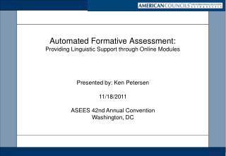 Automated Formative Assessment: Providing Linguistic Support through Online Modules