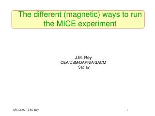 The different (magnetic) ways to run the MICE experiment