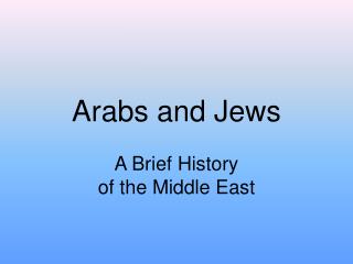 Arabs and Jews