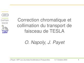 Correction chromatique et collimation du transport de faisceau de TESLA O. Napoly, J. Payet