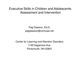 Executive Skills in Children and Adolescents: Assessment and Intervention