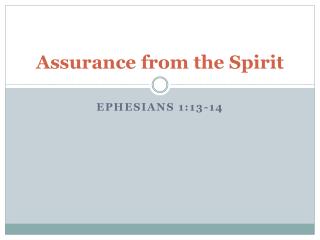 Assurance from the Spirit