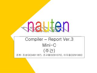 Compiler – Report Ver.3 Mini-C ( 주간 ) 조원 : 조성대 (0491187), 조규철 (0291070), 이지용 (0291060)