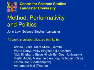 Method, Performativity and Politics