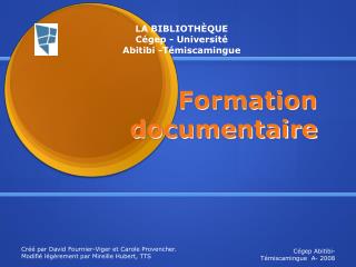 Formation documentaire
