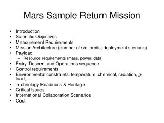 Mars Sample Return Mission