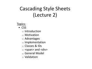 Cascading Style Sheets (Lecture 2)