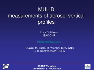 MULID measurements of aerosol vertical profiles