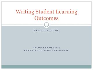 Writing Student Learning Outcomes