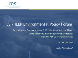 IES / IEEP Environmental Policy Forum