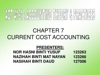 CHAPTER 7 CURRENT COST ACCOUNTING