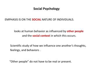 Social Psychology