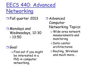 EECS 440: Advanced Networking