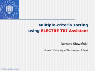 Multiple-criteria sorting using ELECTRE TRI Assistant