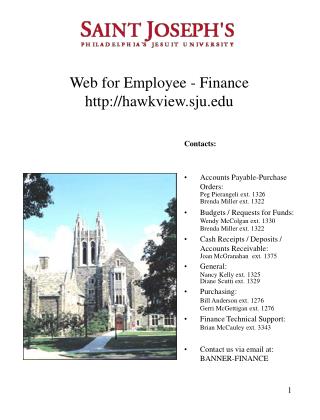 Web for Employee - Finance hawkview.sju