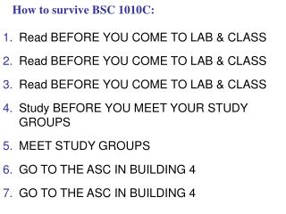 How to survive BSC 1010C: