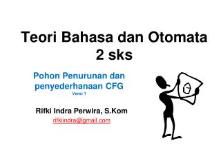 Teori Bahasa dan Otomata 2 sks