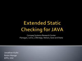 Extended Static Checking for JAVA