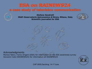 ESA on RAINEWS24 a case study of television communication