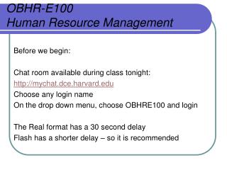OBHR-E100 Human Resource Management