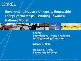 Government-Industry-University Renewable Energy Partnerships—Working Toward a National Model