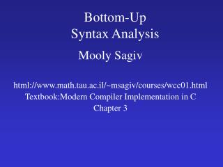 Bottom-Up Syntax Analysis