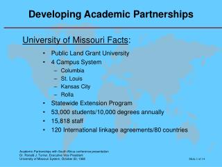 Developing Academic Partnerships