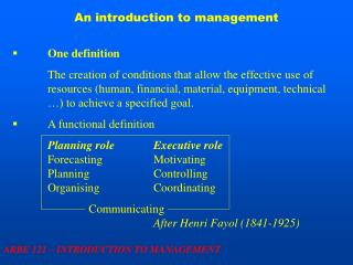 An introduction to management