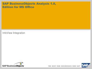 SAP BusinessObjects Analysis 1.0, Edition for MS Office