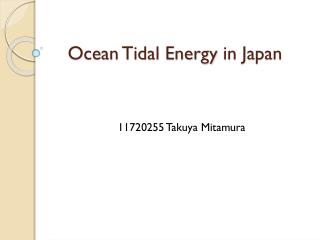 Ocean T idal Energy in Japan