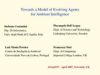 Towards a Model of Evolving Agents for Ambient Intelligence