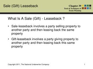 What Is A Sale (Gift) - Leaseback ?