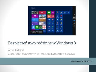 Bezpieczeństwo rodzinne w Windows 8