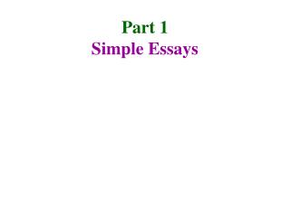 Part 1 Simple Essays
