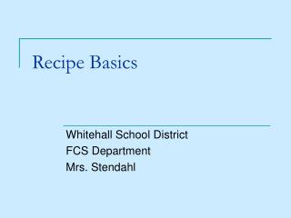 Recipe Basics