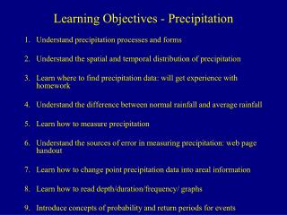 Learning Objectives - Precipitation