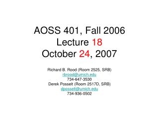 AOSS 401, Fall 2006 Lecture 18 October 24 , 2007