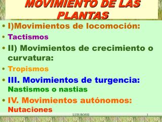 MOVIMIENTO DE LAS PLANTAS