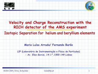 Velocity and Charge Reconstruction with the RICH detector of the AMS experiment