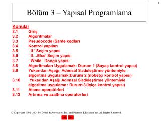 Bölüm 3 – Yapısal Programlama