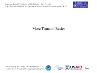 More Tsunami Basics