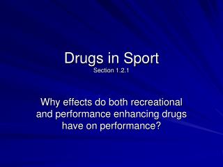 Drugs in Sport Section 1.2.1