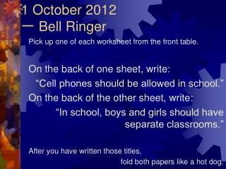 1 October 2012 一 Bell Ringer