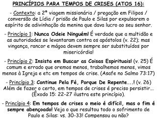 PRINCÍPIOS PARA TEMPOS DE CRISES (ATOS 16):
