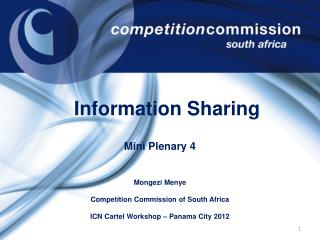Mini Plenary 4 Mongezi Menye Competition Commission of South Africa