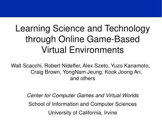 Learning Science and Technology through Online Game-Based Virtual Environments